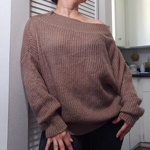 Exlura Wool Boat Neck Sweatshirt, Color Brown, Size M